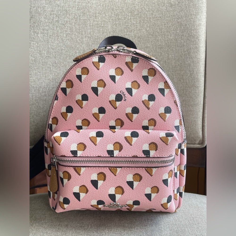 NWT！COACH MINI CHARLIE BACKPACK WITH CHECKER HEART PRINT (COACH F25915) - Picture 2 of 12
